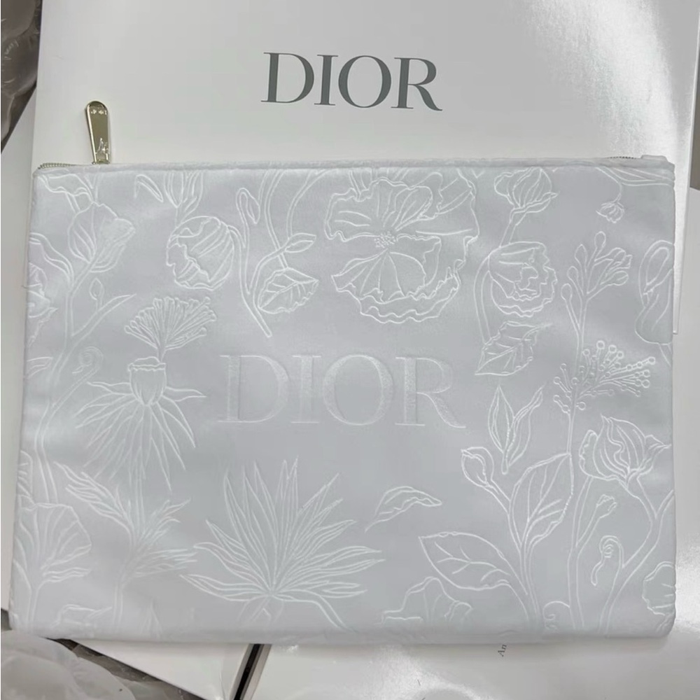 Dior Parfums Velvet Embossed Floral Pouch Clutch Bag